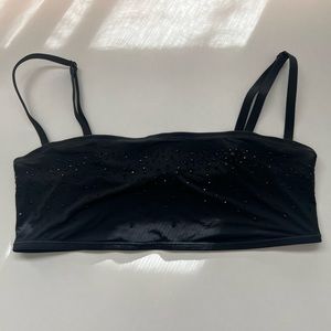 JELLY SHEER RHINESTONE STRAIGHT NECK BRALETTE | ONYX